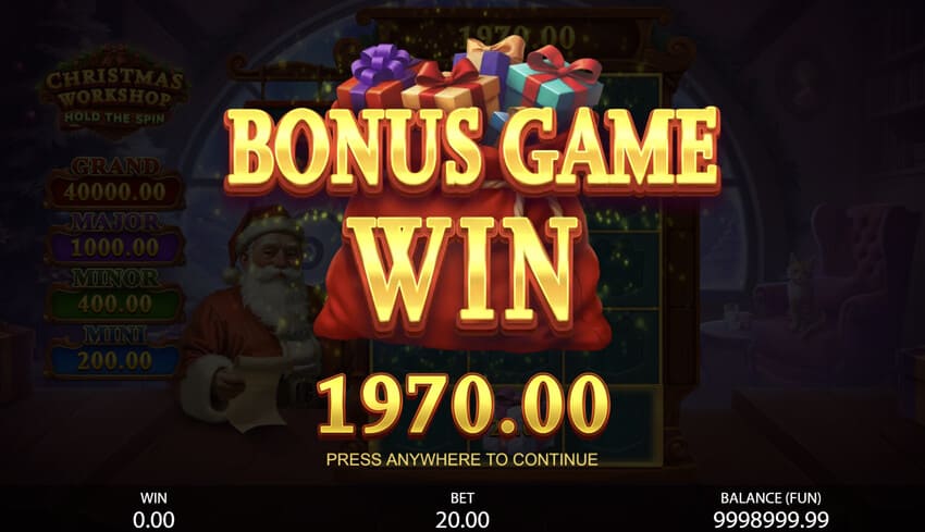 Christmas Workshop: Hold the Spin - Big Win