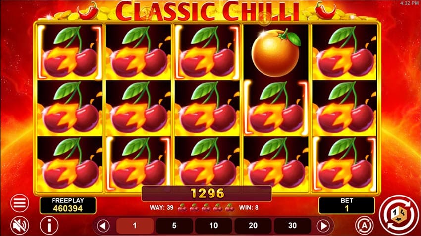 Classic Chilli Slot - Cherry Symbols Win