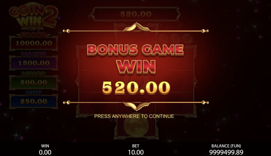 Coin Win 2: Hold the Spin - Big WIn