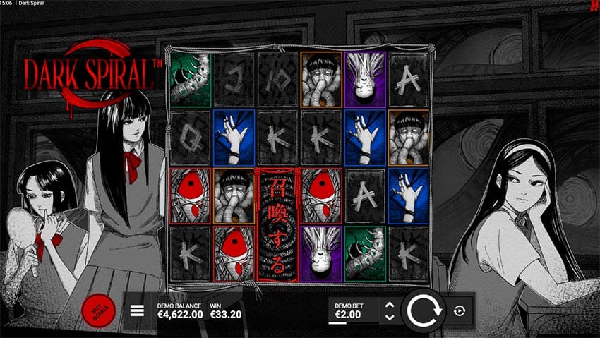 Dark Spiral slot - base game view