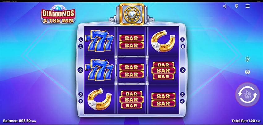 Diamonds 4 The Win slot - base game layout.