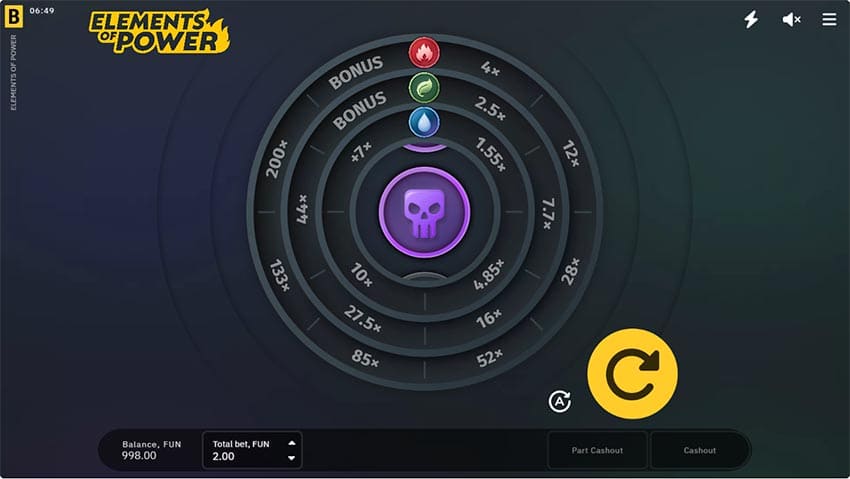 Elements of Power slot - main gameplay screen