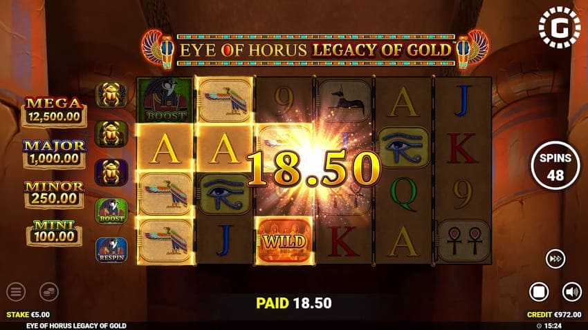 Eye of Horus Legacy of Gold Slot - Base Game Win