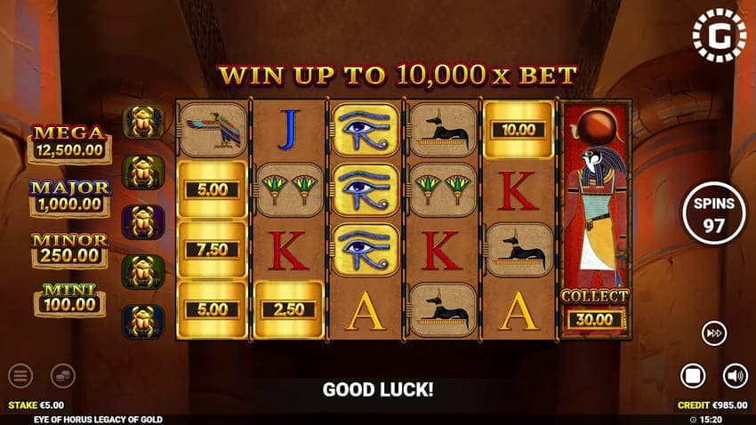 Eye of Horus Legacy of Gold Slot - Cash Prize Feature