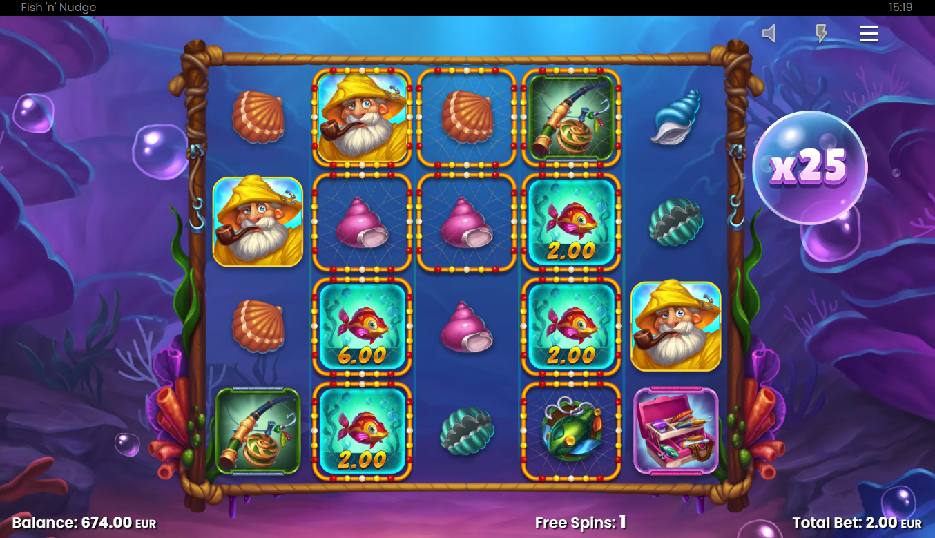 Free Spins Screenshot - Fish 'n' Nudge Slot