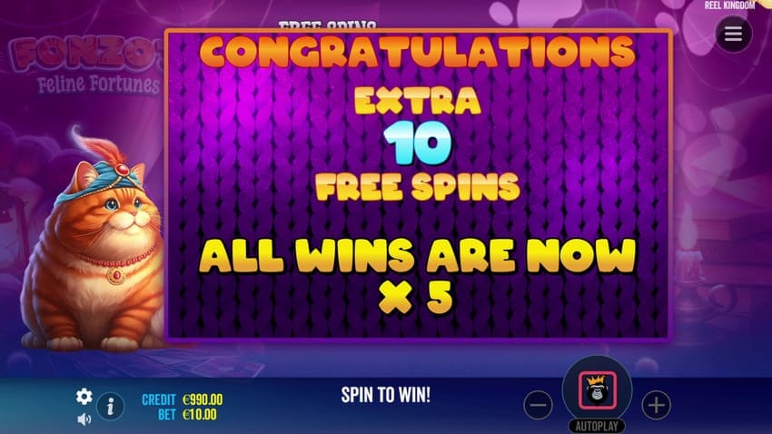Extra Free Spins - Fonzo's Feline Fortunes