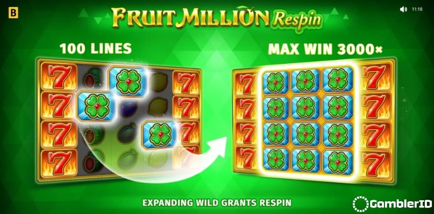 Fruit Million Respin Slot - Intro Screen