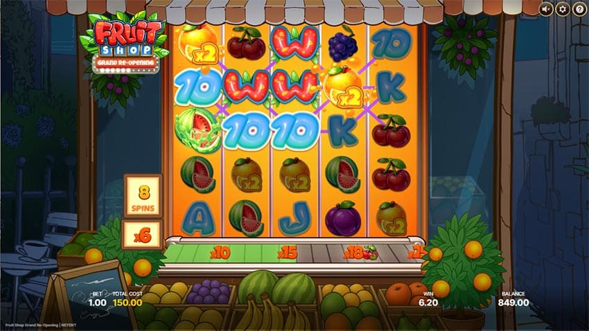 Fruit Shop Grand Re-Opening Slot - Free Spins Bonus Feature