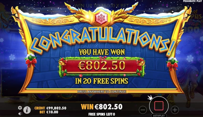 Free Spins Win - Gates of Olympus XMAS 1000