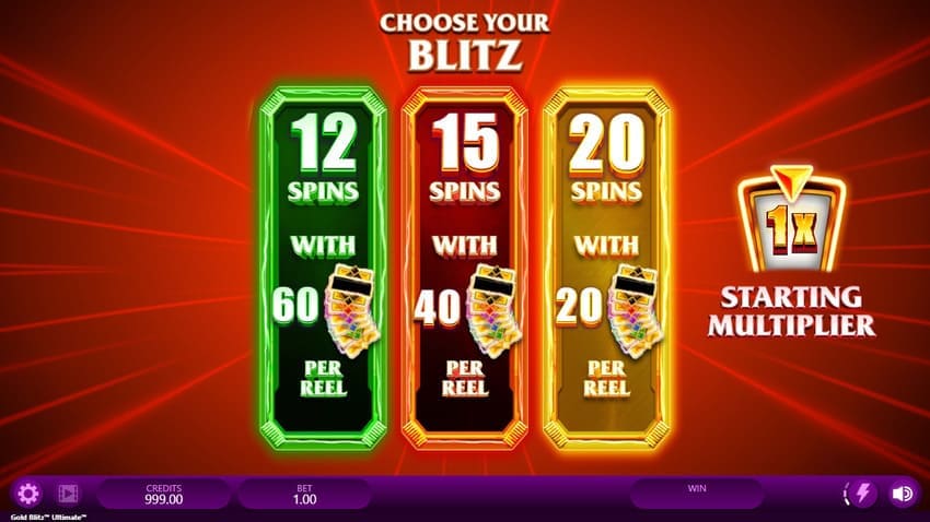 Choose the number of spins - Gold Blitz Ultimate Slot