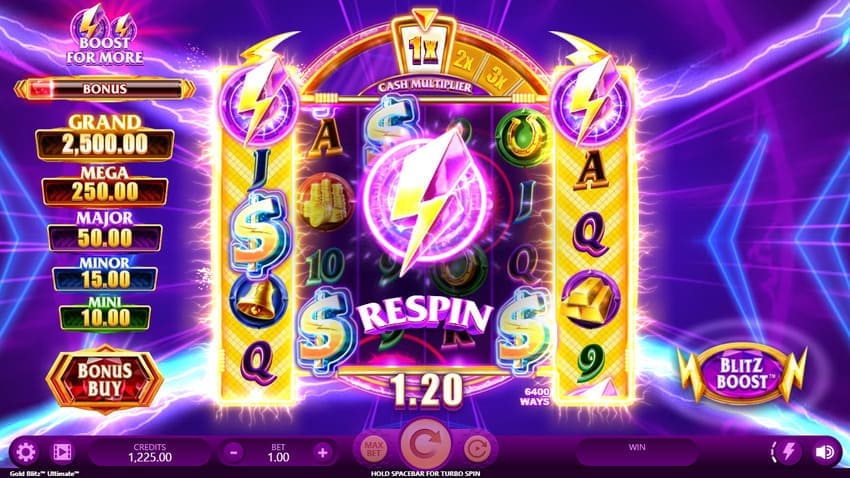 Re-spin Feature - Gold Blitz Ultimate Slot