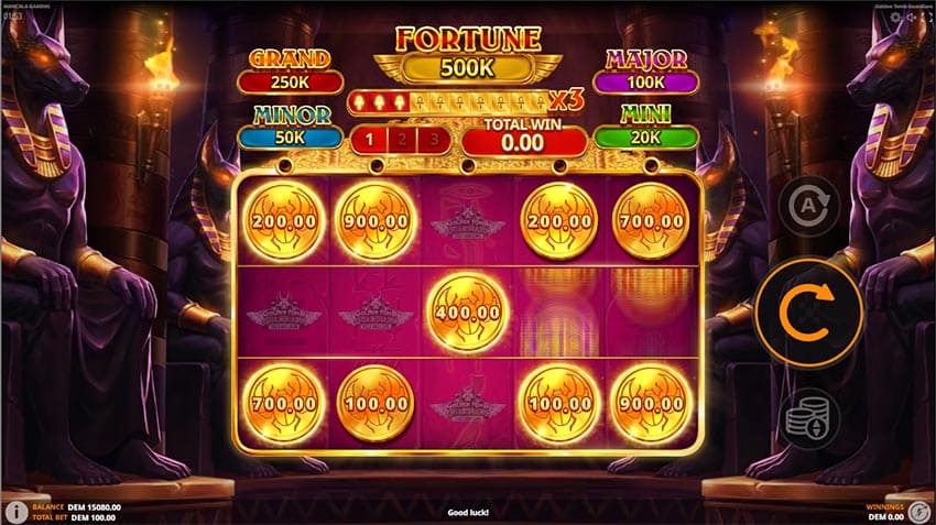 Golden Tomb Guardians - Respins Bonus Game (Hold & Win)