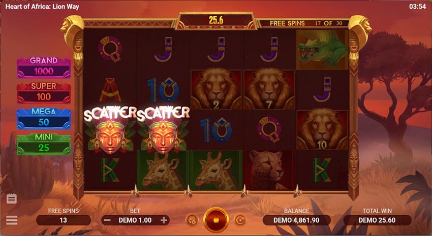 Heart of Africa: Lion Way - Free Spins Bonus Feature