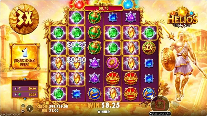 Helios Triple Sun Slot - Free Spins Bonus Round