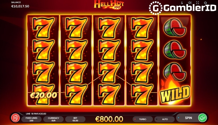 Hell Hot 100 Slot - 4 Reels with Seven Symbols