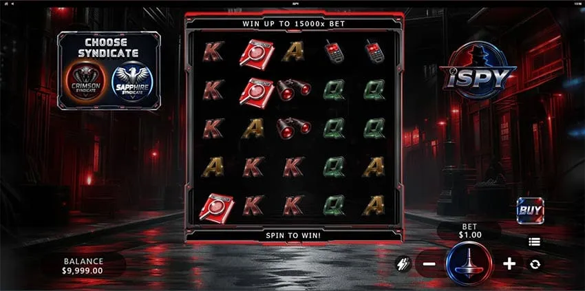 Base game view of iSpy slot game