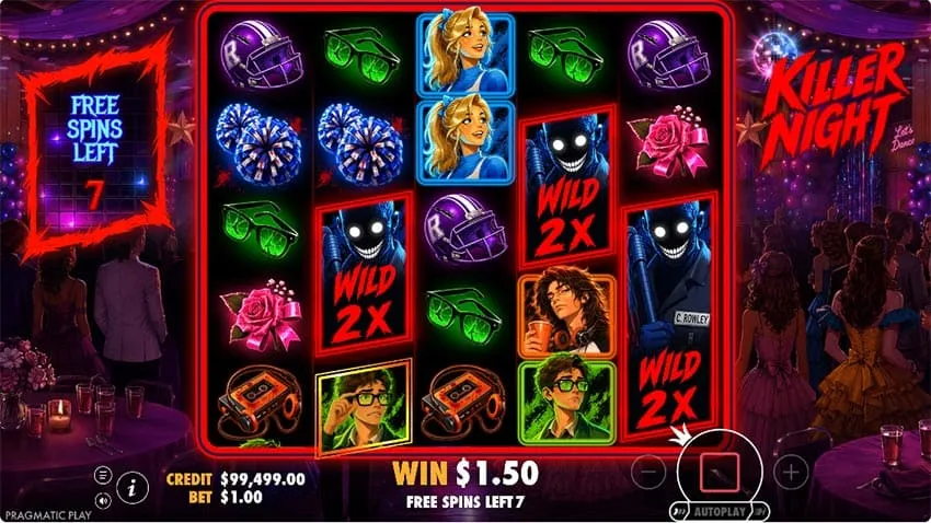 Killer Night slot free spins with sticky Wilds