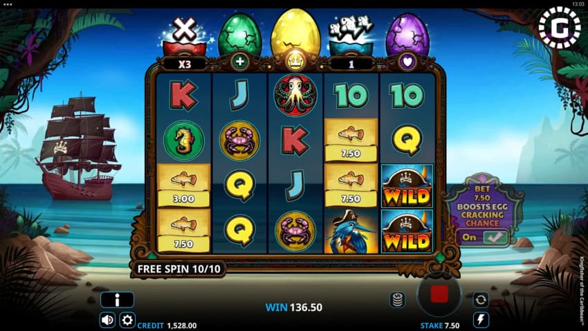 Kingfisher Of The Caribbean - Free Spins