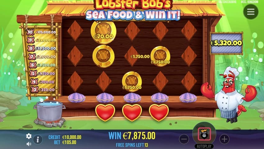 Hold & Spinner bonus minigame - Lobster Bob’s Sea Food and Win It