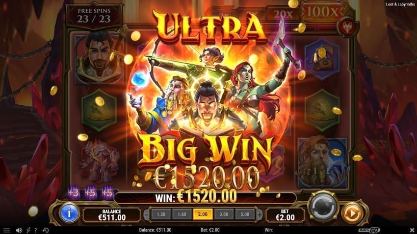 Big Win Free Spins - Loot and Labyrinths Slot