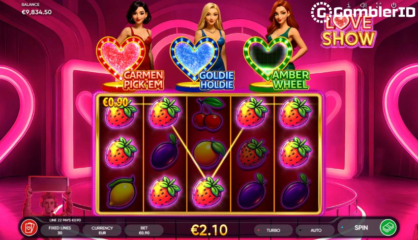 Love Show slot main game screen