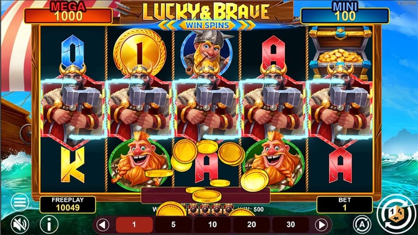 Lucky And Brave Win Spins - Vikings Win in the Base Game