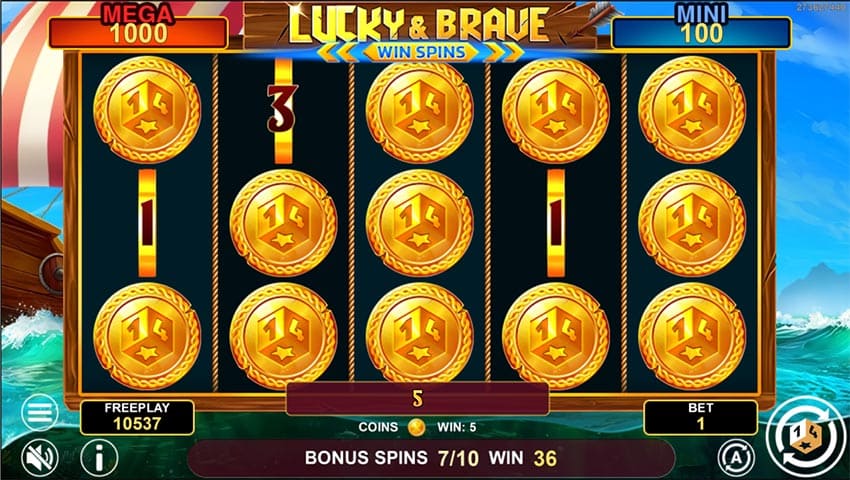Lucky And Brave Win Spins - Minipot and Megapot Jackpot Coins Feature