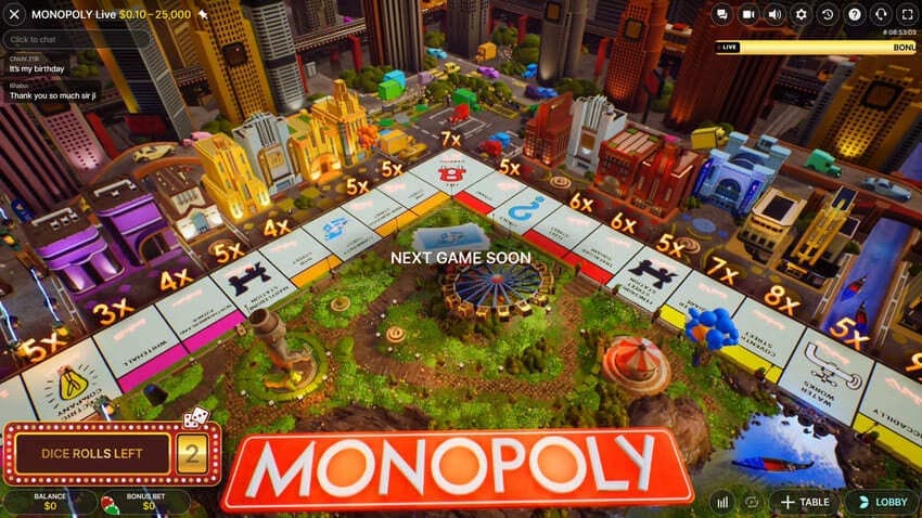2 ROLLS Bonus Intro - Monopoly Live