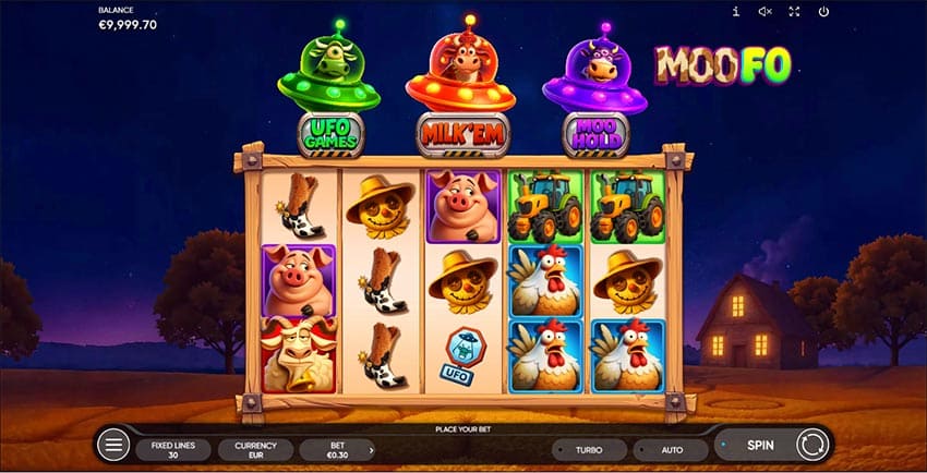 MooFo slot brings a cow abduction theme to Endorphina's high volatility lineup.