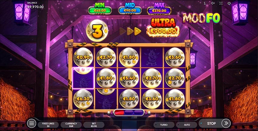 The Moo Hold bonus can pay up to a 1000x Ultra Jackpot once all 15 positions fill.