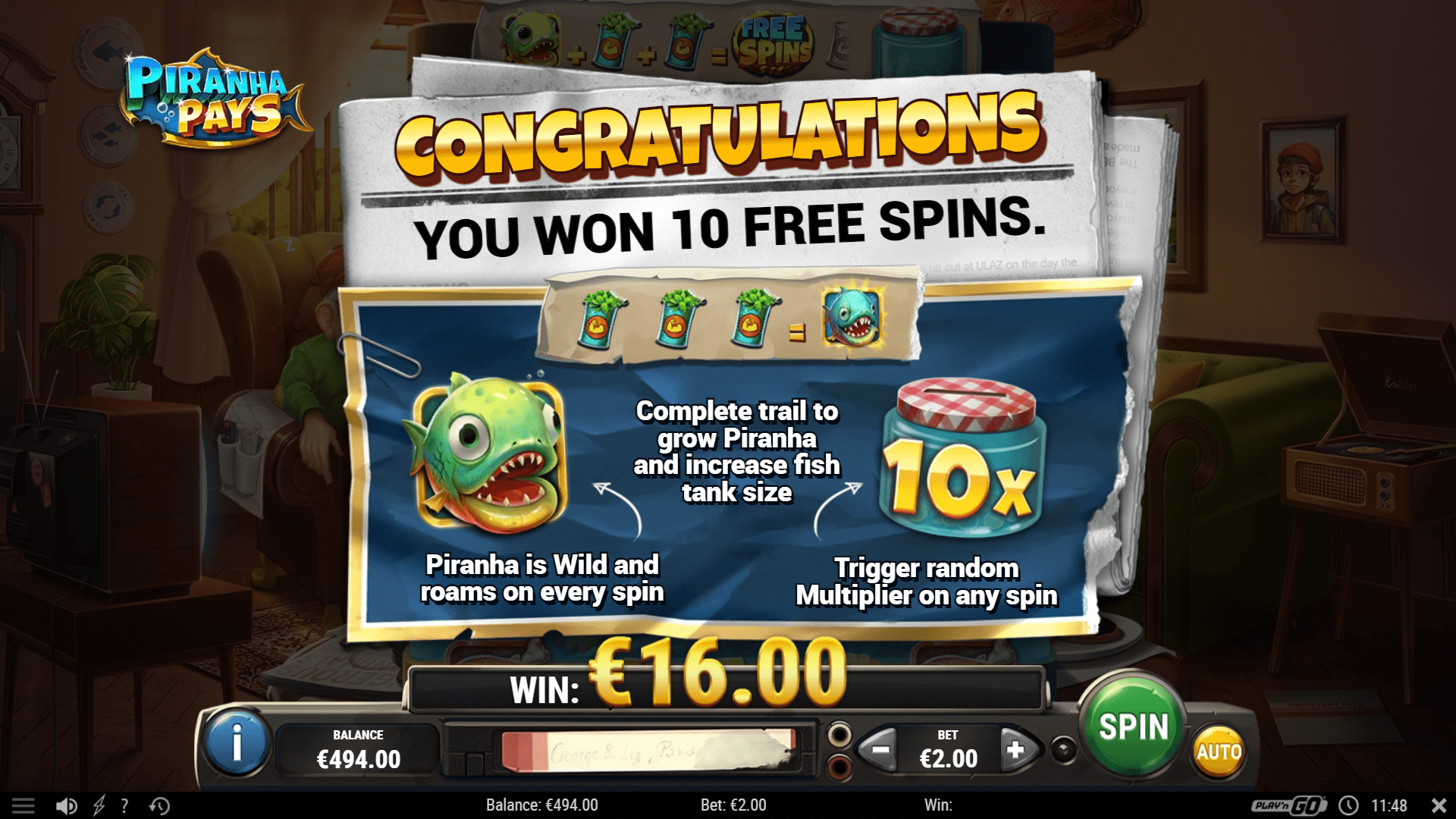 Piranha Pays Slot - Free Spins Introduction