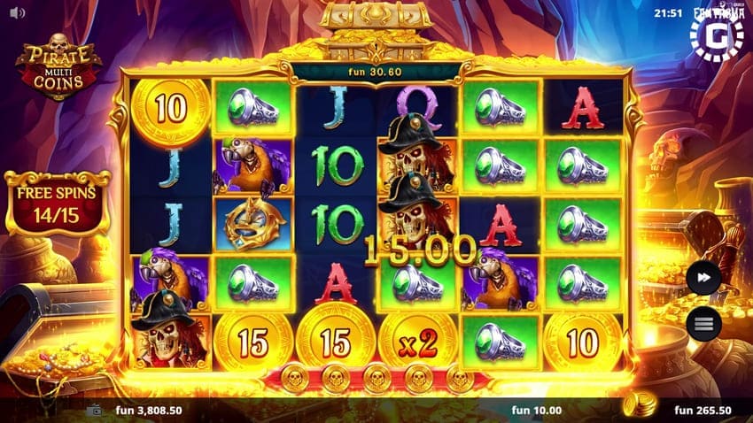Free Spins (FS) Win - Pirate Multi Coins Slot