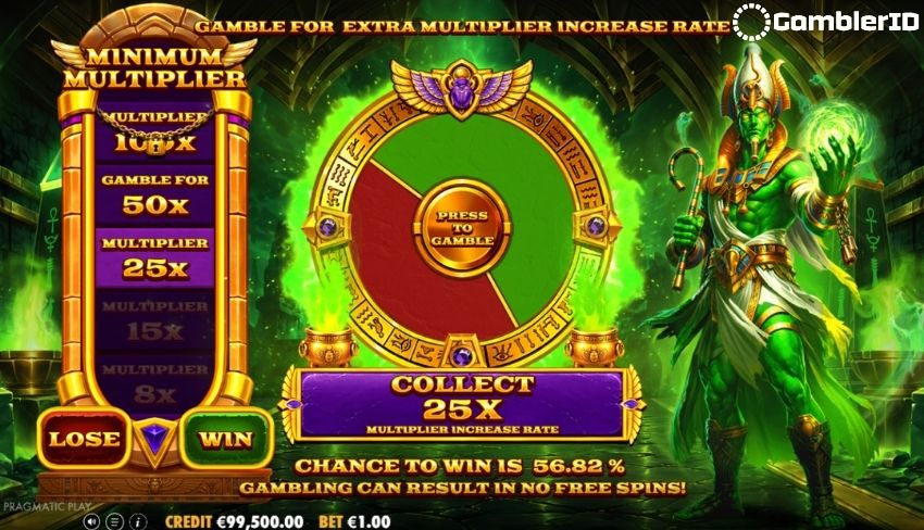 Ra vs Osiris Slot - Gamble before FS option to increase the multiplier from 25 to 50