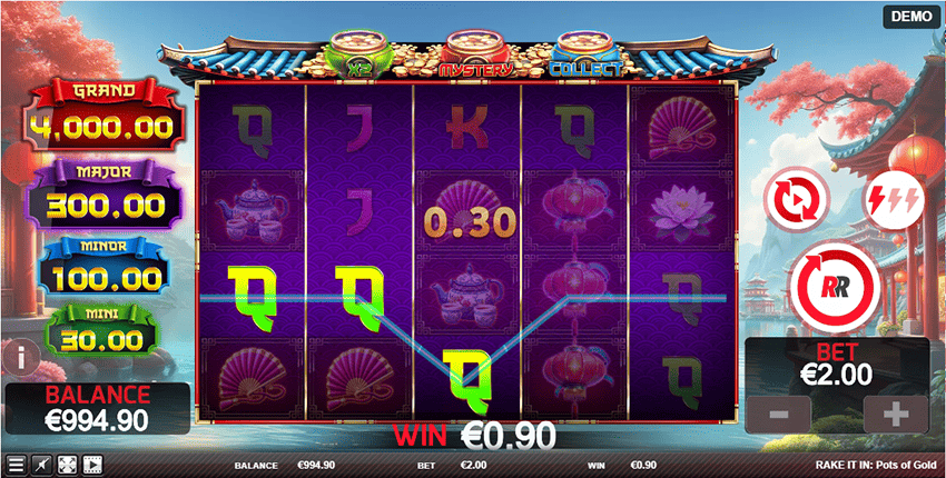 Bonus game active - MINI, MINOR, MAJOR, and GRAND win tiers visible