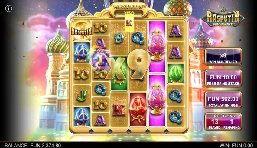 Multiplier x9 - Rasputin Megaways Slot