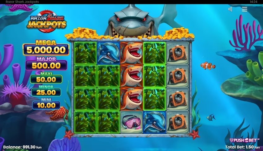 Razor Shark Jackpots - Nudge & Reveal Feature