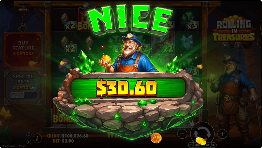 Prize in game Rolling in Treasures