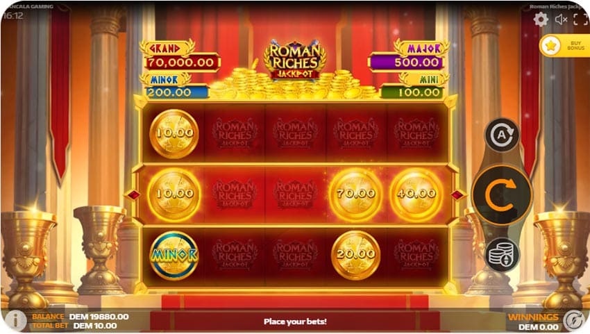 Roman Riches Jackpot - Base Game View