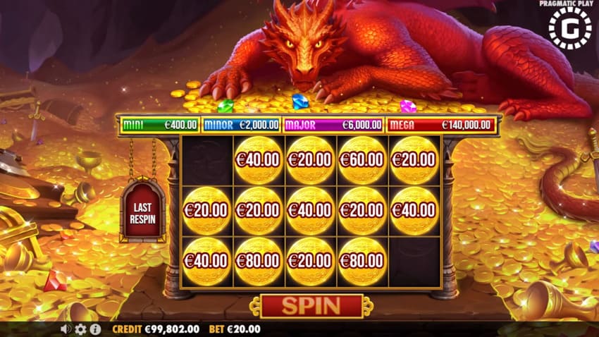 Sleeping Dragon - Money symbol and Respin bonus feature