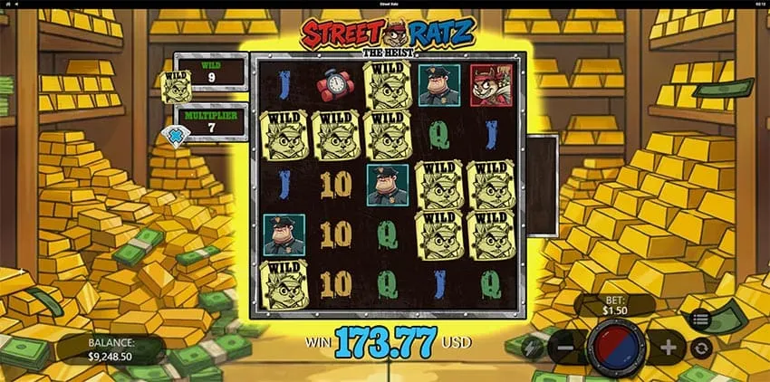 Street Ratz: The Heist Getaway bonus round running after the 500x bet Buy Bonus purchase