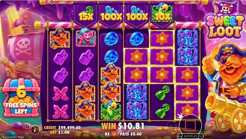 Sweet Loot slot - free spins feature
