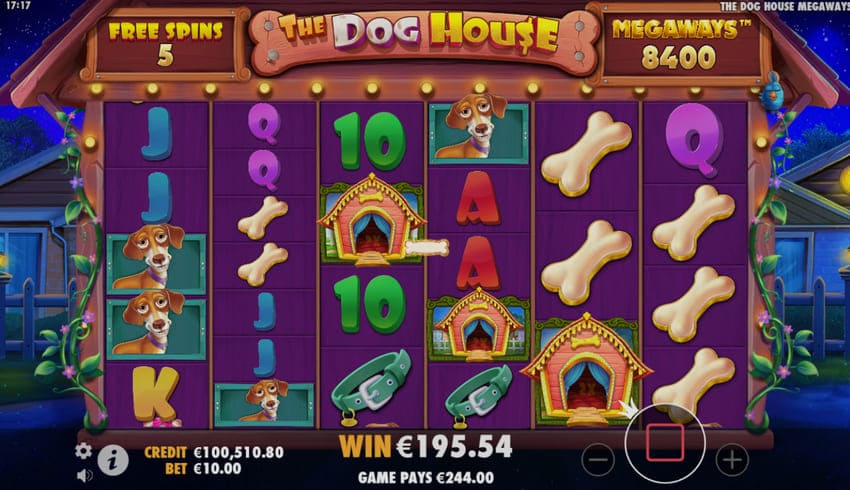 Raining Wilds Free Spins - The Dog House Megaways