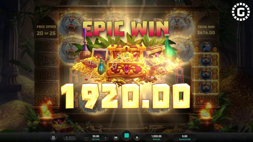 Tiger Shrine Slot - Epic Win Screen