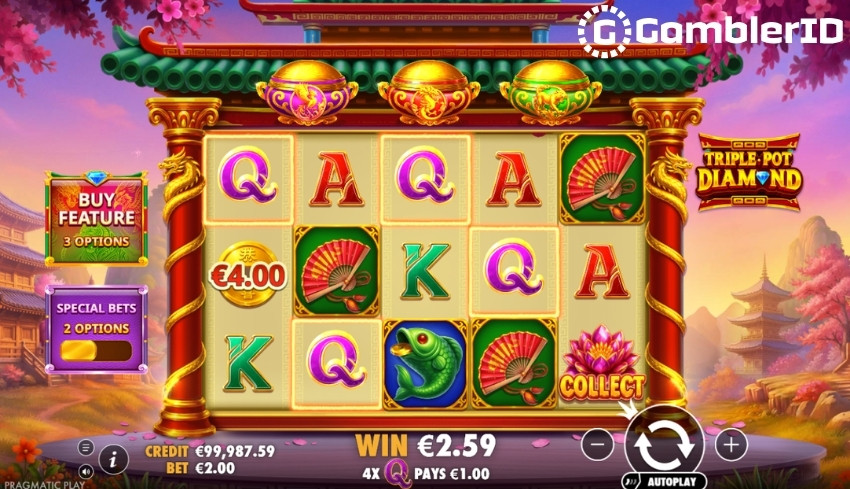 Triple Pot Diamond Slot - Collect Feature