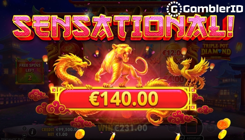 Triple Pot Diamond Slot - Sensational &euro;140 Win