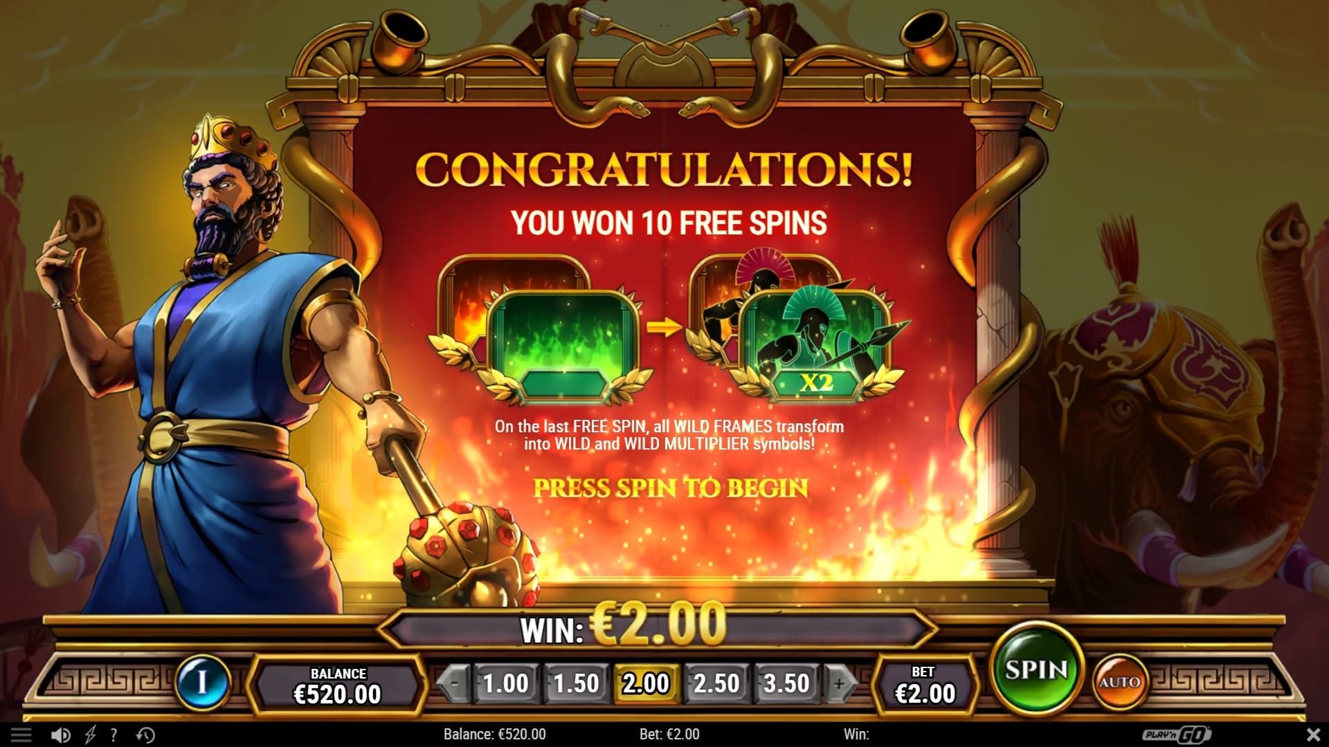 Undefeated Xerxes Slot - Free Spins Screenshot