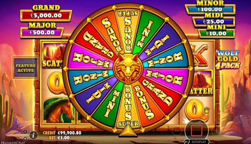 Bonus Wheel Feature - Wolf Gold 4 Pack Slot