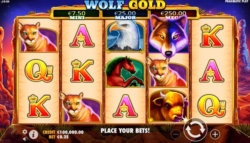 Wolf Gold's Main Game Interface