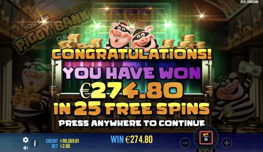 You Can Piggy Bank On It - Big Win